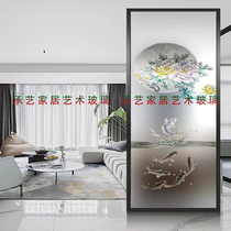 Customized art glass partition bathroom half wall living room screen entrance entrance engraving tempered frosted relief