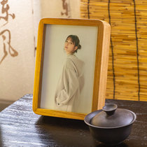 Teak rounded photo frame set up table log frame simple narrow edge solid wood decorative painting Wall photo wedding registration photo