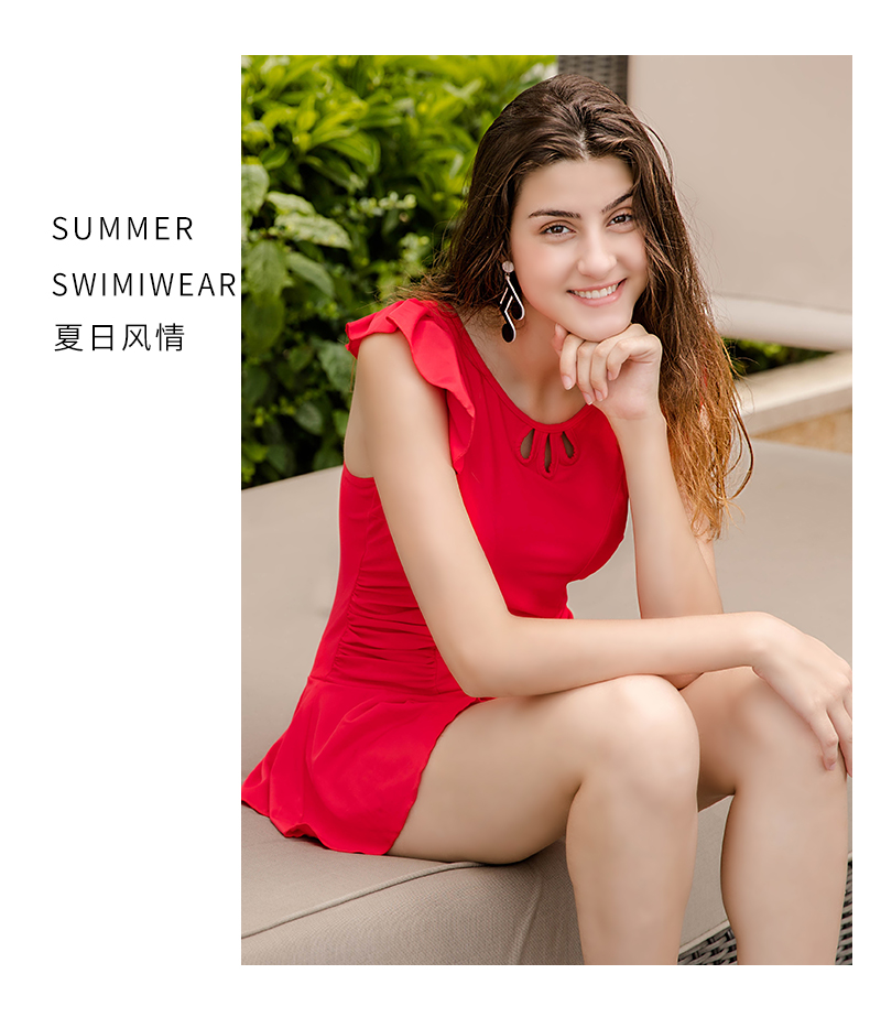 Li Ning Siamese Áo tắm Nữ Boxer Váy che bụng Slim Slim Spa Resort Ngực nhỏ Tập hợp đồ bơi bảo thủ - Bộ đồ bơi One Piece váy bơi liền thân