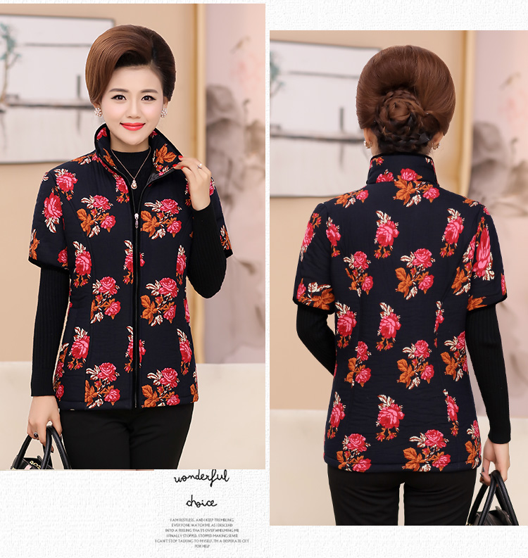 Áo mẹ cotton ngắn tay vest mùa thu và mùa đông vest cotton quần áo nữ cotton trung niên áo khoác cotton nữ nhà vest áo khoác trung niên