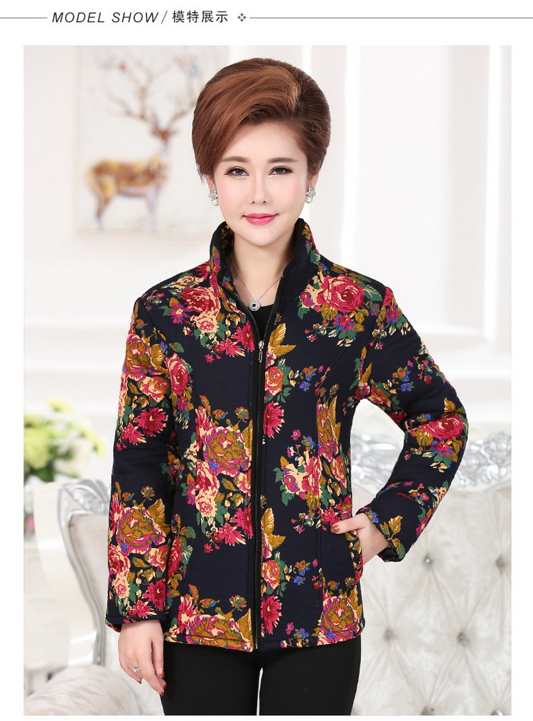 Áo khoác cotton cho phụ nữ trung niên và già mùa thu và mùa đông của mẹ mặc áo khoác cotton dày Áo khoác nữ nhỏ bằng vải cotton cỡ lớn quần áo cotton mỏng áo vest nữ trung niên