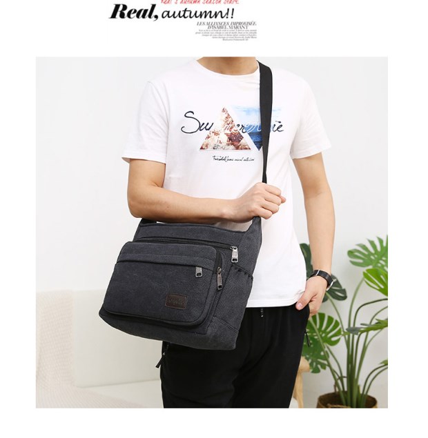 2019 mới túi vải nam xu hướng thời trang nam túi đeo vai retro Hàn Quốc giản dị Túi Messenger dung lượng lớn - Túi của con người túi charles & keith màu đen