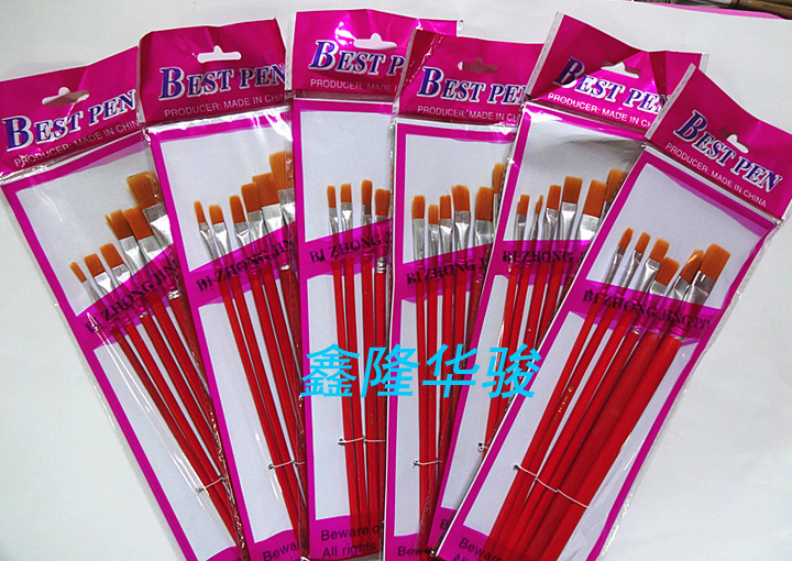 10 boards oil brush children's row pen watercolor pen watercolor pen red red rod nylon brush 6 sets