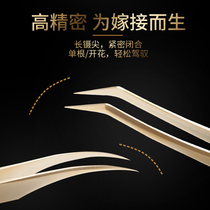 Grafting eyelash tweezers Dolphin high precision eyelash artist special flowering planting eyelash gold feather tweezers clip auxiliary tool
