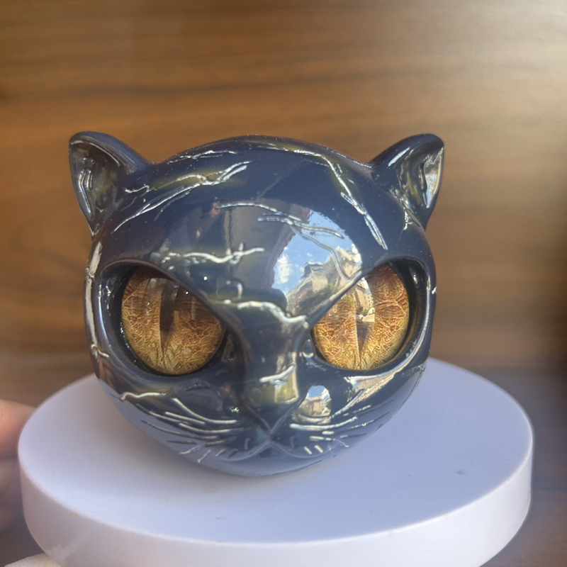 Cross-Border Luxury Black Cat Figurine Luxury Black Cat Ornament Resin Cat Head Halloween Decoration