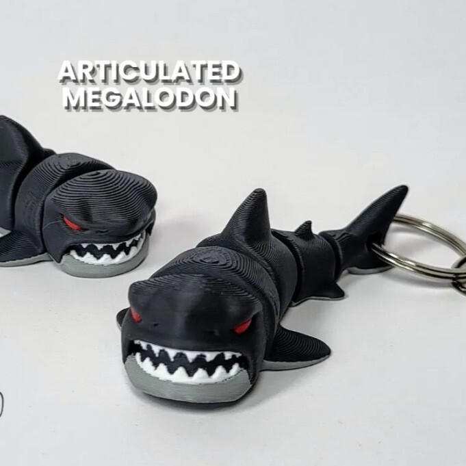 Cross-Border Movable Megalodon Keychain Pendant, Cute Shark Backpack Decoration, Cute Little Gift for Friends and Classmates