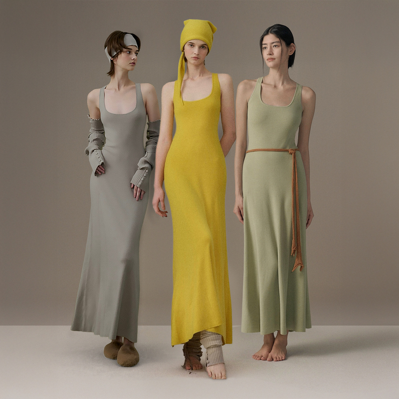 [in Stock/Sun Leyan's Same Style] O Cloche Code Wool Knit Dress Slim Fit Base Long Dress for Women