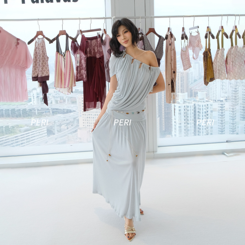 [in Stock/Same Style as Yu Shuxin] Palavas Beaded Off-Shoulder Top and Long Skirt Vacation Set for Women, Summer 26 New Collection