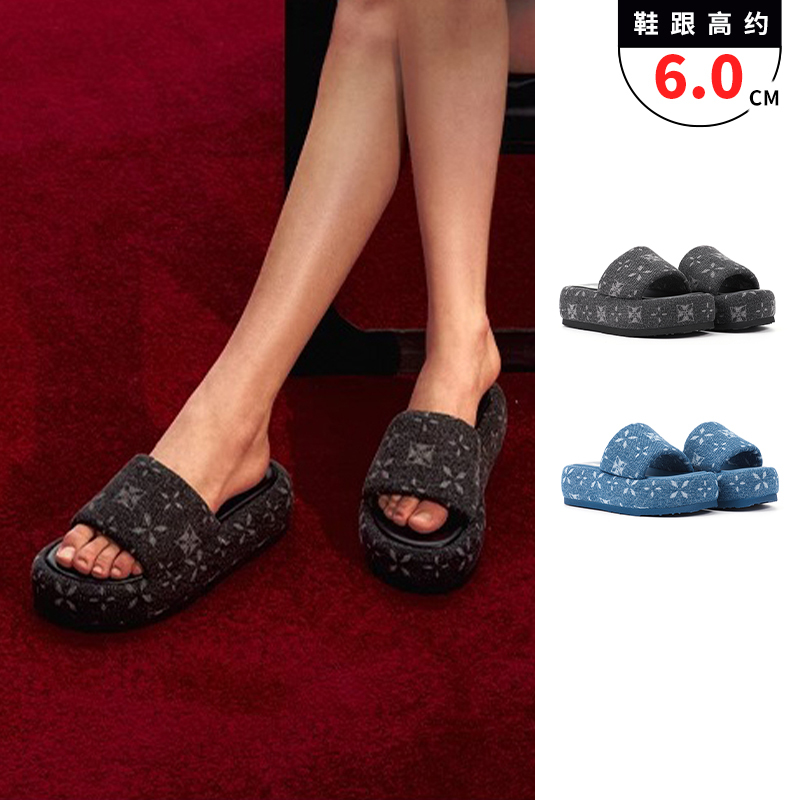 [Same Style as Zhao Lusi] Trapar Waves Full-Print Thick-Soled Slippers, Fashionable Outdoor Slip-On Sandals for Women in Summer