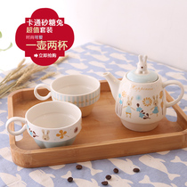 Japanese cartoon sugar rabbit one pot two cups ceramic tea set Afternoon Tea Tea Tea Tea Tea Tea Tea Tea Tea fruit filter