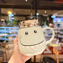 Creative Korean version of personality trend ceramic cup cute girl heart dinosaur water cup large capacity Office dormitory drink water