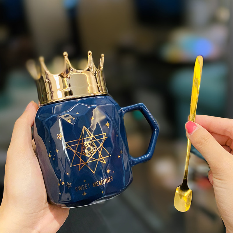 Queen's adult crown ceramic mug elegant with lid water glass creative personality trend office drinking water mark cup