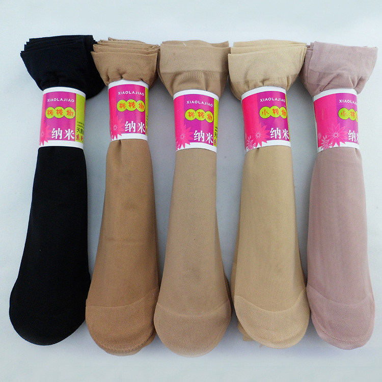 10 Double middle cylinder Women Short Sox cotton bottom Flesh Skin Black Thin Ice Silk Socks Summer Autumn Milk Brief 2022 Invisible
