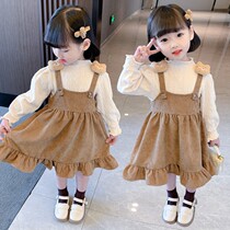 Girls strappy skirt set foreign spring dress baby girl 2022 new Korean version dress childrens net red skirt tide