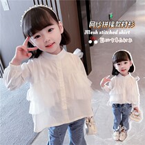 Girl net red pop shirt spring dress baby girl Korean version fashionable white shirt foreign gas little girl on the clothes tide