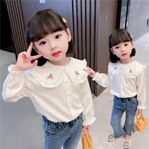 Girl doll collar shirt Spring and Autumn Baby Girl New Korean Version White Shirt Versatile Little Girl Foreign Top Tide