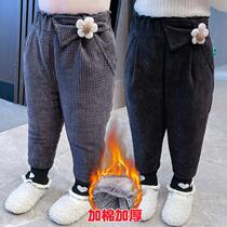 Girls Plus Pants Winter Girls Treasure 2021 New Thickened Cotton Pants Kids Korean Version Warm Casual Pants Corduroy Pants