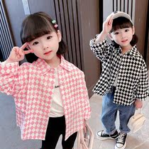Childrens checkerboard plaid shirt Spring and Autumn Girls Kids 2022 New Korean Version Shirt 1-3 Year Old Baby Casual Top 4