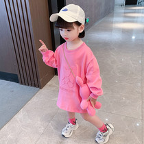 Girls sweatshirt skirt long sleeve t-shirt skirt spring dress children 2022 new dress baby girl net red Korean version top 3