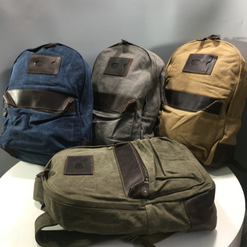 Foreign Trade retro men and women backpack genuine shoulder bag male trend canvas large capacity travel computer college school bag