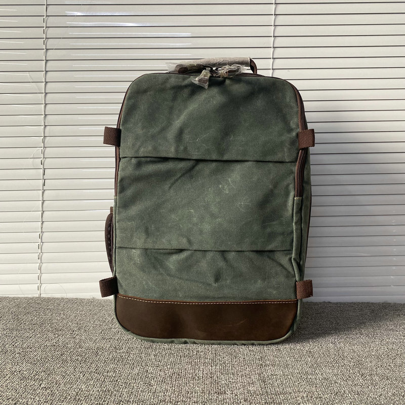 Pepper Salt Backpack Oil Wax Canvas with Genuine Leather Mountaineering Backpack Outdoor Travel Backpack Crazy Horse Leather Men's Backpack