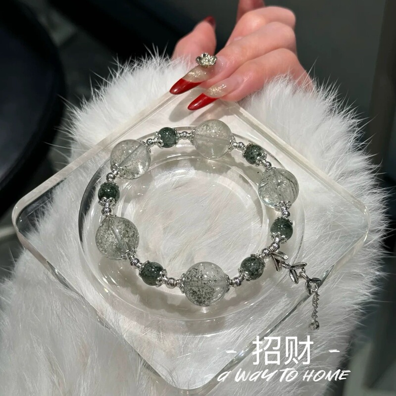 Natural Crystal Green Phantom Bracelet Green Rutilated Quartz Bracelet Birthday Gift for Girlfriend Lover Christmas Gift S925 Sterling Silver Natural Crystal Green Phantom Bracelet Green Rutilated Quartz Bracelet Birthday Gift for Girlfriend Lover Christmas Gift S925 Sterling Silver