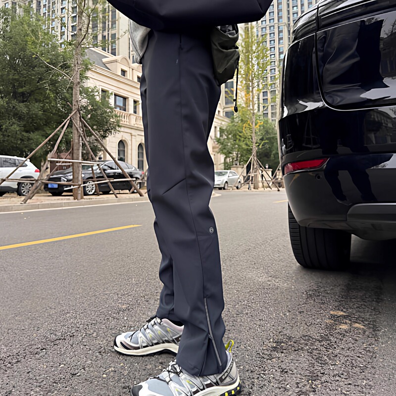 Zipper at the Hem! Slightly Tapered Fit! Elastic Waist. Autumn and Winter Outdoor Casual Three-Dimensional Cut Casual Trousers