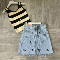 Summer new ladies cute embroidered short dress A word dress doesnt back up