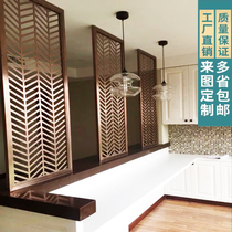  Stainless steel screen partition hollow living room modern hotel clubhouse KTV metal carved folding screen customized
