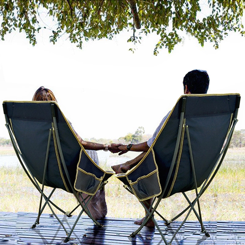 Portable folding chair Outdoor fishing stool Leisure home Lazy backrest Moon chair Beach camping Self-drive tour