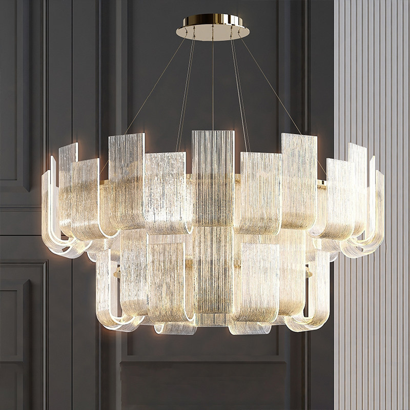 Modern Minimalist Light Luxury Restaurant Chandelier Villa Living Room Hotel Dining Box Main Light Acrylic Ring Art Light Modern Minimalist Light Luxury Restaurant Chandelier Villa Living Room Hotel Dining Box Main Light Acrylic Ring Art Light