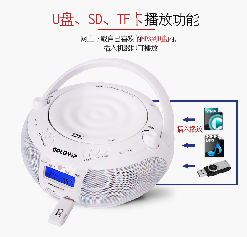 Goldyip / Trình phát CD Trình phát DVD Học sinh học tiếng Anh CD Học sinh đi bộ CD Trình ghi CD - Máy nghe nhạc mp3 máy nghe nhạc usb