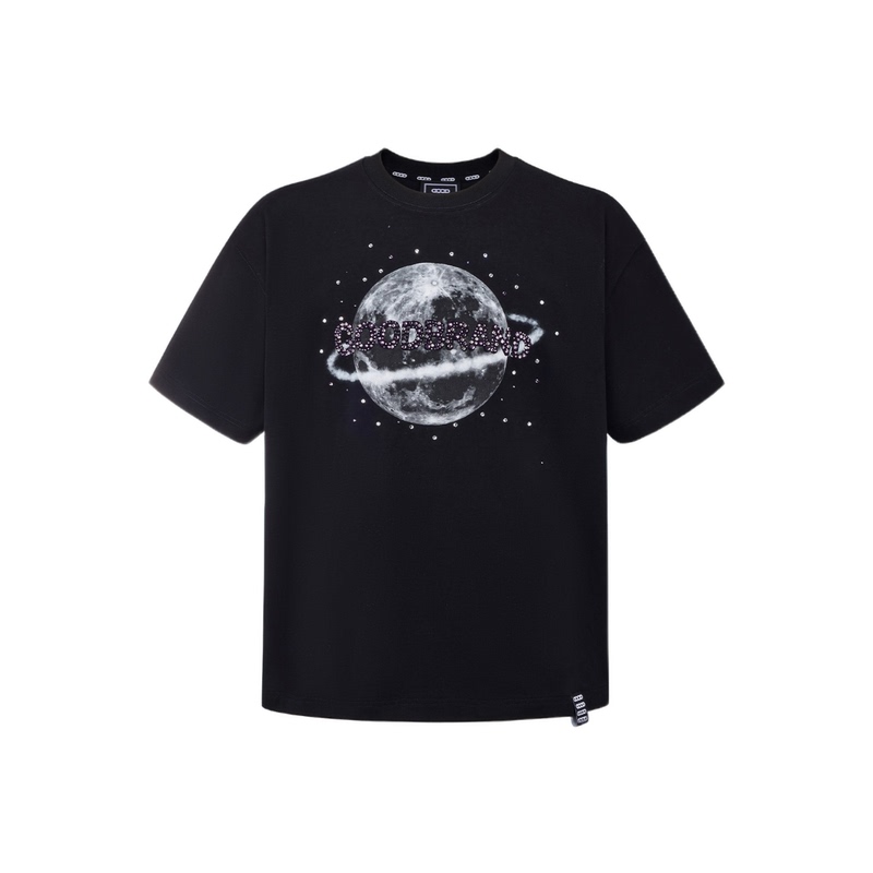 Old Bai's Same Style Goodbrand New Moon-Themed Rhinestone Light Luxury High-End Short-Sleeve T-Shirt, Unisex