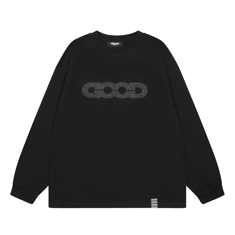 Goodbrand Letter Glitter Print Loose Fashion High-End Long-Sleeve T-Shirt Unisex Base Shirt Trendy Goodbrand Letter Glitter Print Loose Fashion High-End Long-Sleeve T-Shirt Unisex Base Shirt Trendy