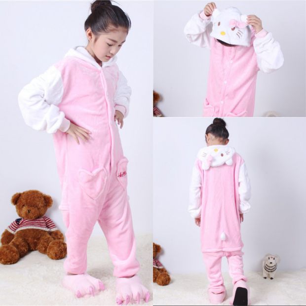 Mùa thu và mùa đông trẻ em flannel chim cánh cụt dễ thương cha mẹ phim hoạt hình động vật đồ ngủ một mảnh trẻ em lớn dễ thương dịch vụ nhà body dài tay cho bé gái