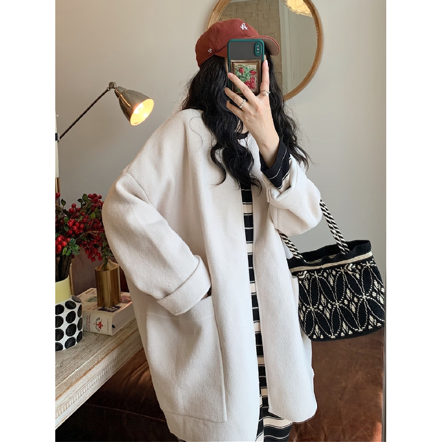 Can't afford to ball ~ Loose and carefree boyfriend style cardigan jacket that covers the flesh and looks slimming, women's Korean style solid color pocket large size sweater