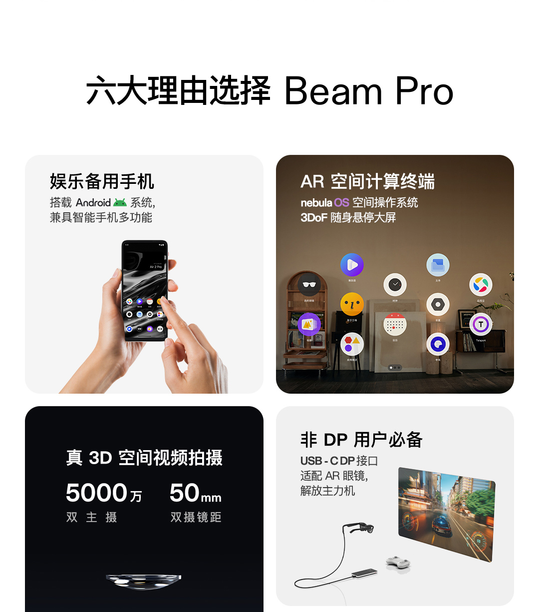 ar设备 xreal beam pro ar空间计算终端眼镜真3d空间视频拍摄3dof大屏