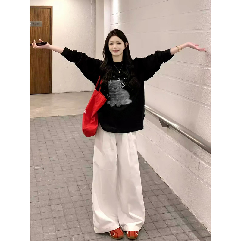 Pure Cotton American-Style Black Long-Sleeve T-Shirt for Women, Autumn 2026 New Loose-Fitting Base Shirt, Can Be Worn Alone or as an Inner Layer Pure Cotton American-Style Black Long-Sleeve T-Shirt for Women, Autumn 2026 New Loose-Fitting Base Shirt, Can Be Worn Alone or as an Inner Layer