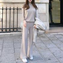 Knitted suit womens spring and autumn 2021 New Korean fashion slim temperament thin foreign style lazy wind two-piece set