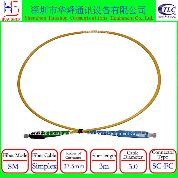 Fiber Optic Cable Square to Round Scupc-Fcapc Single-Mode Single-Core Jumper Cable 1m Double-Ended Pigtail Extension Cable