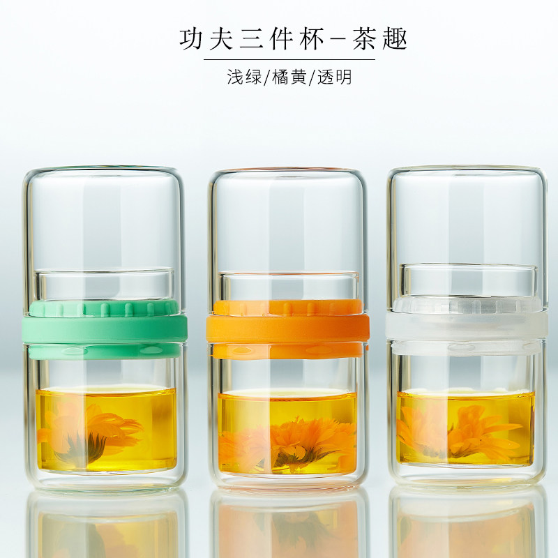 Glass Tea Cup Home Filter Flower Tea Cup Transparent Bubble Tea Cup Office Water Cups Heat Resistant Glass Cups