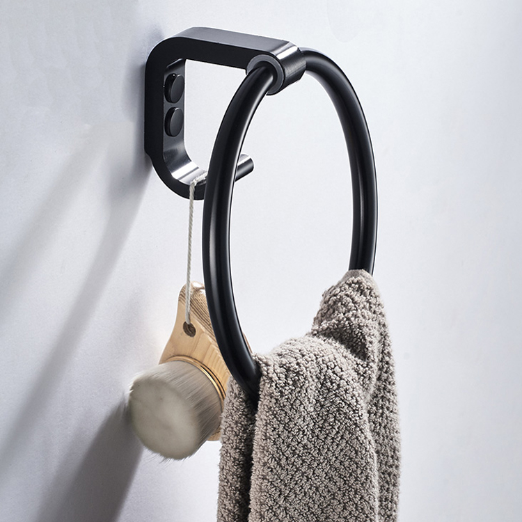 Nordic non-perforated wall-mounted towel rack Powder room bath towel rack shelf hook bathroom pylons hanging towel bar