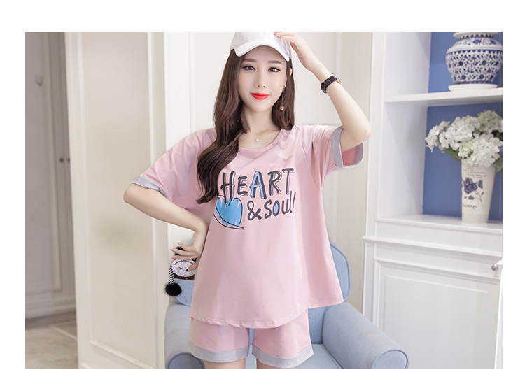 Phụ nữ mang thai mùa hè phù hợp với mô hình thời trang 2018 mùa hè mới cotton ngắn tay quần short mùa hè thể thao bùng nổ mẹ hai mảnh váy bầu đẹp