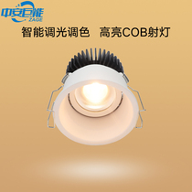 Stepless dimming spotlight LED Downlight ceiling embedded downlight intelligent remote control brightness adjustable COB background wall