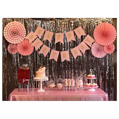 Children's birthday party decoration paper fan flower hotel wedding ceremony decoration Lahua Laqi Shopping mall store celebration window pendant
