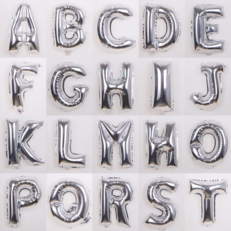 Creative DIY balloon birthday wedding decoration capital letter aluminum foil balloon 16 inch silver A-Z party anniversary