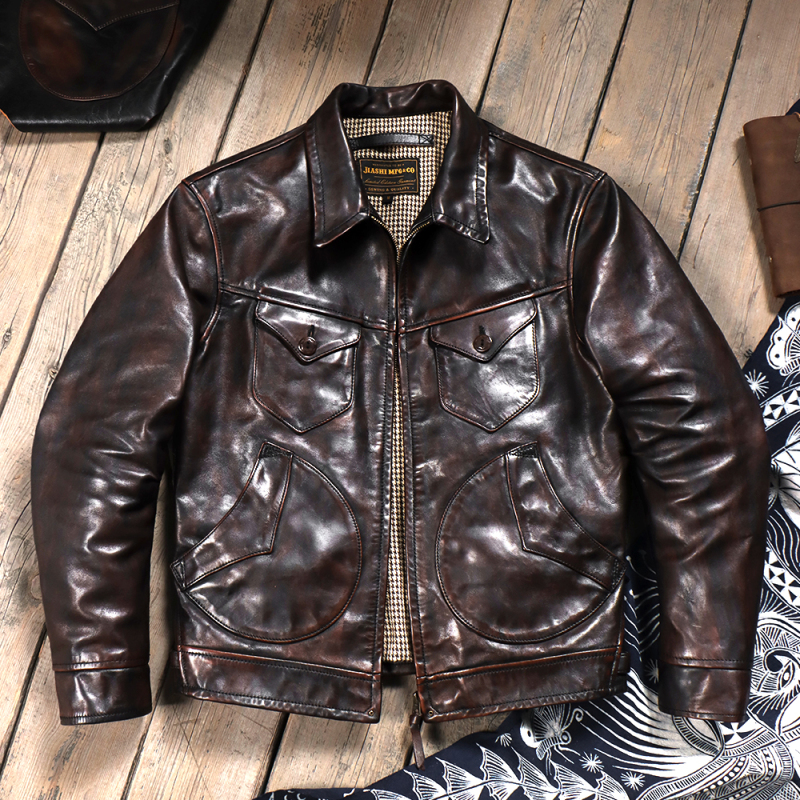 Mendoza Tea Core Vegetable-Tanned Horsehide Leather Jacket, Heavily Washed, Anxin Same Style, Farmer Retro Men's Genuine Leather Jacket Mendoza Tea Core Vegetable-Tanned Horsehide Leather Jacket, Heavily Washed, Anxin Same Style, Farmer Retro Men's Genuine Leather Jacket
