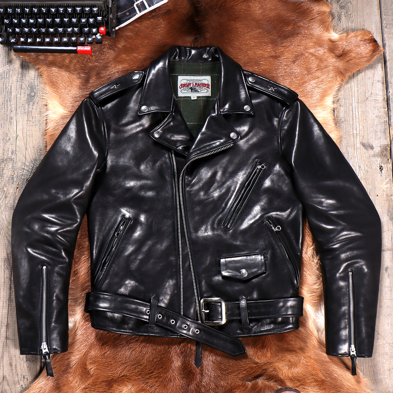Heavy Washed Pakistani First-Layer Cowhide Marlon Brando 613 Diagonal Zipper Motorcycle Jacket Men's Genuine Leather Jacket