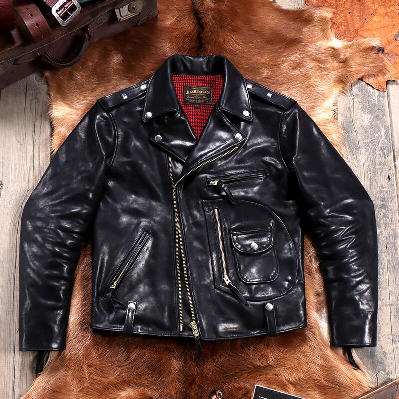 Graduation Edition 1.6mm Italian-Made Uncoated Vegetable-Tanned Calfskin Vintage J24 Genuine Leather Men's Motorcycle Leather Jacket