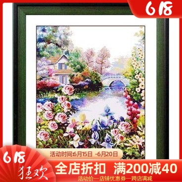 New precision printed France DMC cross embroidered living room bedroom big picture countryside small bridge